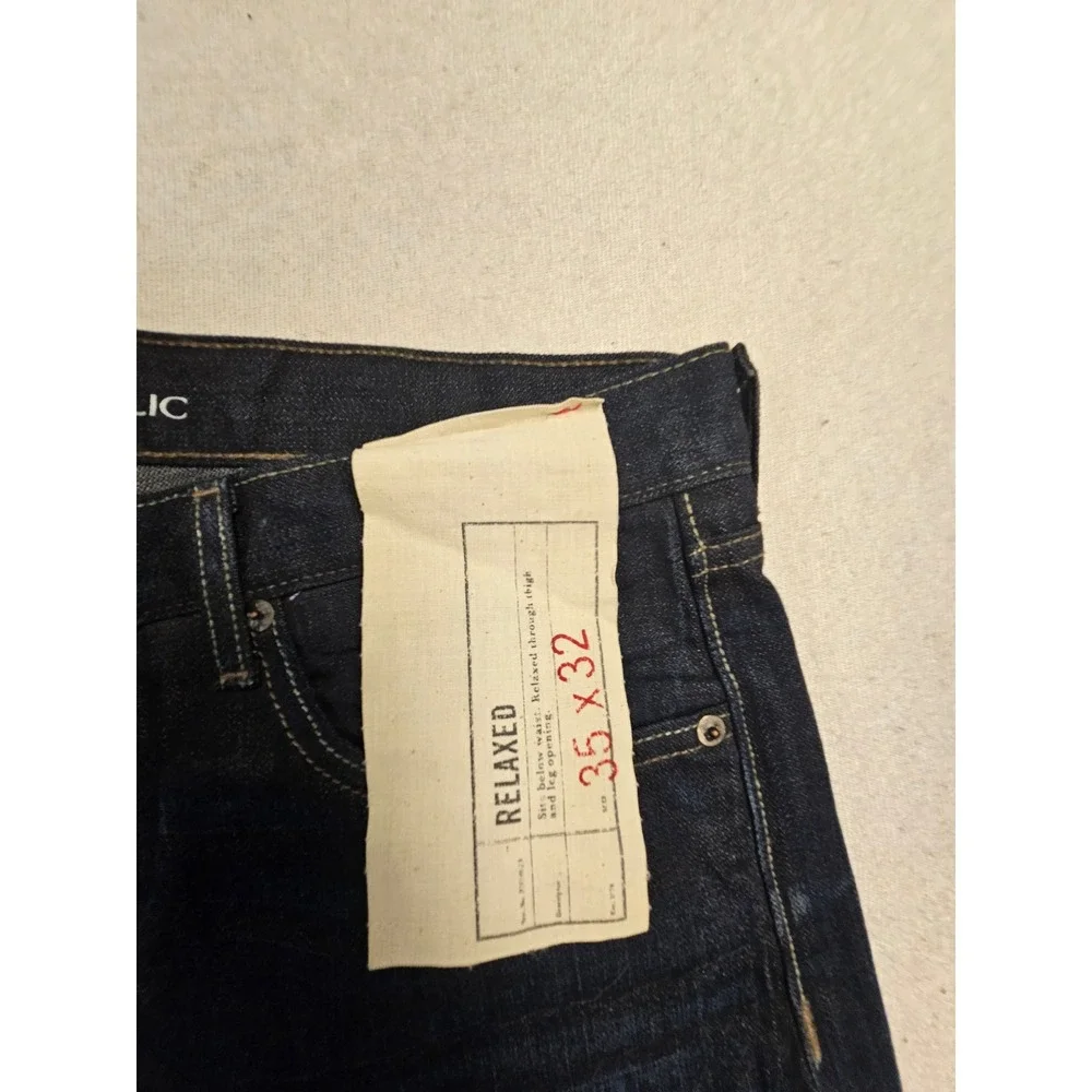 Banana Republic Relaxed Fit Dark Wash Indigo Denim Jeans‎ 35x32 WIDE LEG NWT